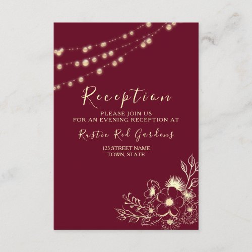 Elegant Burgundy Wedding Reception Enclosure Card