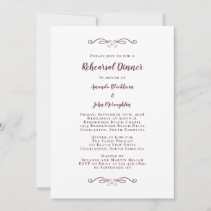 Elegant Burgundy Wedding Rehearsal Dinner Invitation