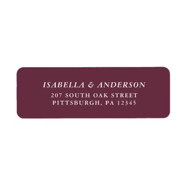 Elegant Burgundy Wedding Return Address Label | Zazzle