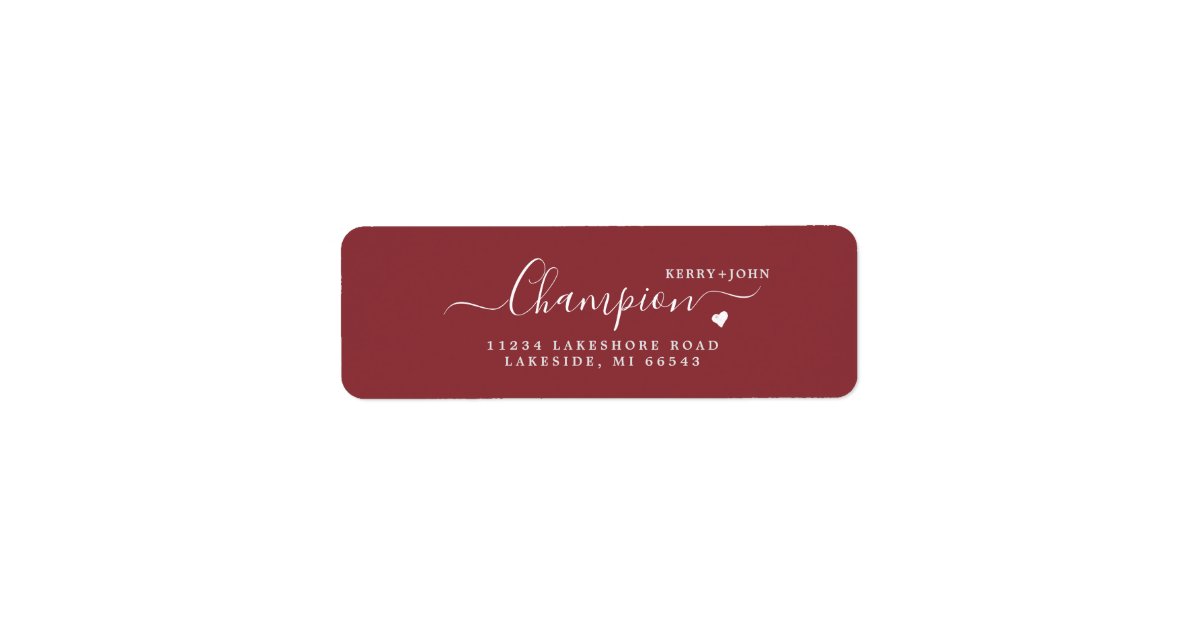 Elegant Burgundy Wedding Return Address Label | Zazzle