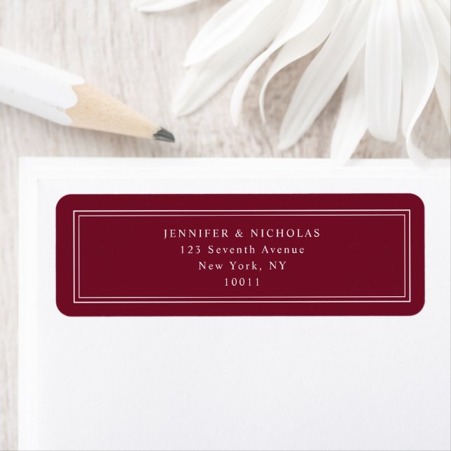Elegant Burgundy Wedding Return Address Label (Insitu)