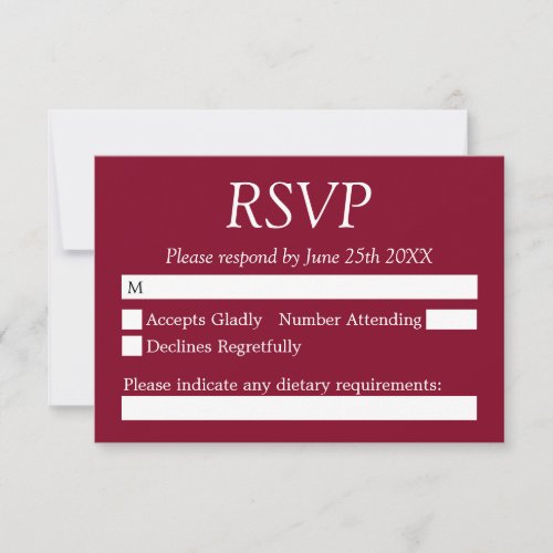 Elegant Burgundy Wedding RSVP Card