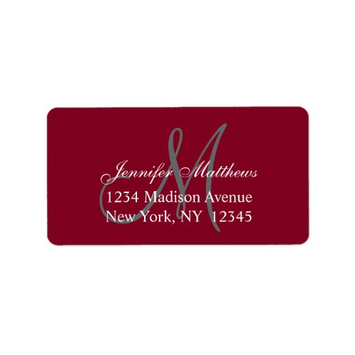 Elegant Burgundy Wedding RSVP Return Address Label