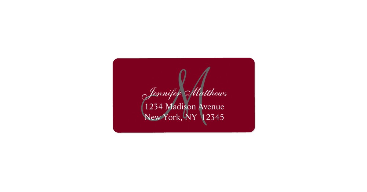 Elegant Burgundy Wedding RSVP Return Address Label | Zazzle