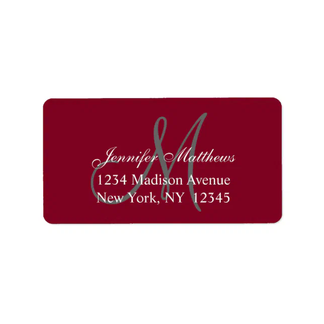 Elegant Burgundy Wedding RSVP Return Address Label | Zazzle