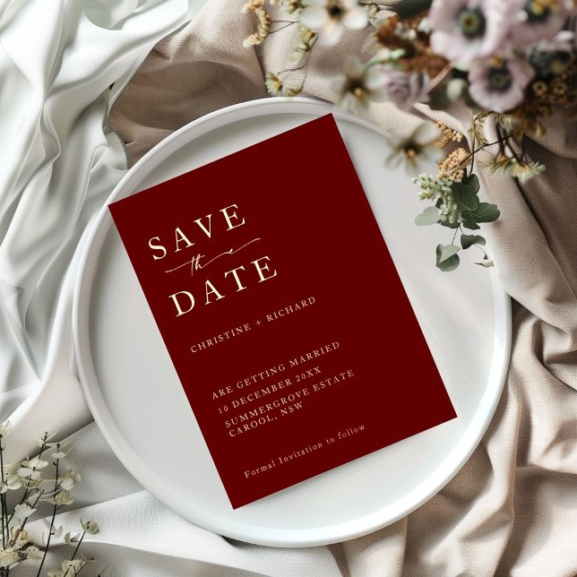 Elegant Burgundy Wedding Save the Date  Foil Invitation (Creator Uploaded)