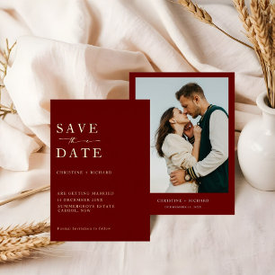 Elegant Burgundy Wedding Save the Date  Foil Invitation