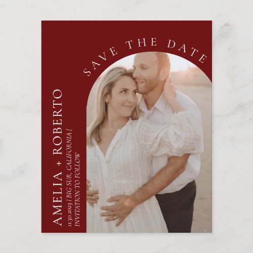 Elegant Burgundy Wedding Save the Date Photo Card Flyer