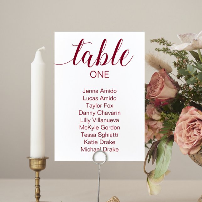 Elegant Burgundy Wedding Seating Chart Cards (Creator Uploaded)