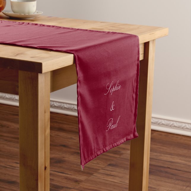Elegant Burgundy Wedding Table Runner (In Situ)