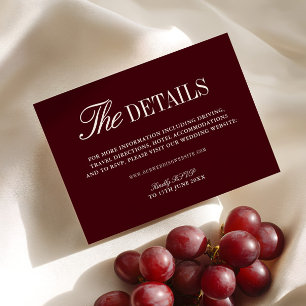 Elegant Burgundy Wedding Website Enclosure Card