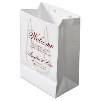 Elegant Burgundy Wedding Welcome Medium Gift Bag
