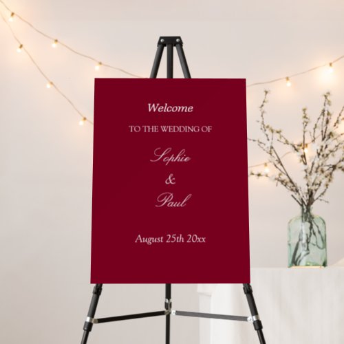 Elegant Burgundy Wedding Welcome Sign
