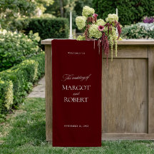 Elegant Burgundy Wedding Welcome Sign Vinil Banner