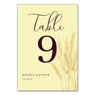 Elegant Burgundy Wheat Stalks Table Number
