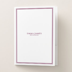 Elegant Burgundy White Double Borders Business  Pocket Folder