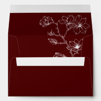 Elegant Burgundy & White Floral Wedding Envelope