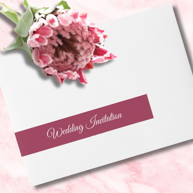 Elegant Burgundy & White Text Wedding Invitation Wrap Around Address Label (Creator Uploaded)