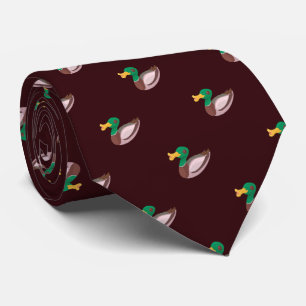 Elegant Burgundy Wild Duck Pattern Neck Tie