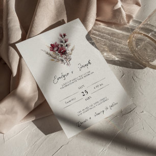 Elegant Burgundy Wildflower Boho Floral Wedding Invitation
