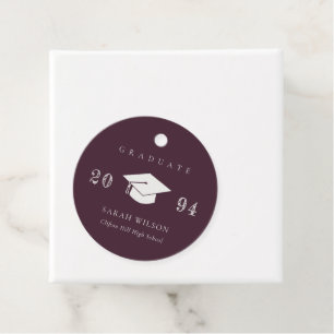 Elegant Burgundy Wine Minimal Simple Graduation Favor Tags