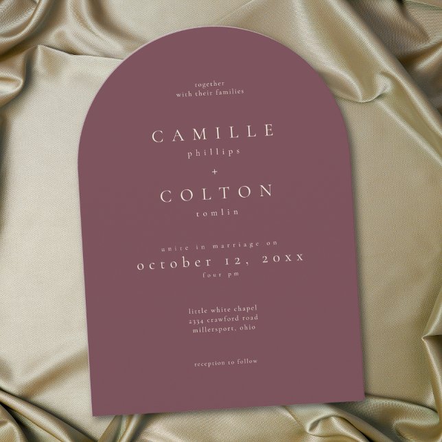 Elegant Burgundy Wine Minimalist Arch Wedding Invitation (Creator Uploaded)