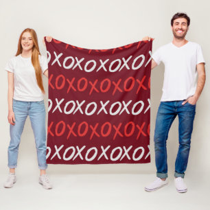 Elegant Burgundy XOXO Hugs and Kisses Fleece Blanket
