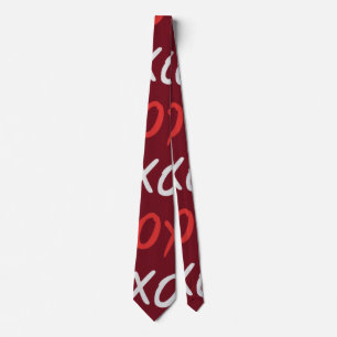 Elegant Burgundy XOXO Hugs and Kisses Neck Tie