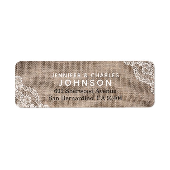 Elegant Burlap Lace Rustic Country | Label (Front)