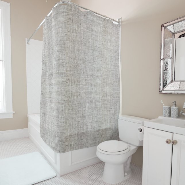 Elegant Burlap Pattern Shower Curtain (In Situ)
