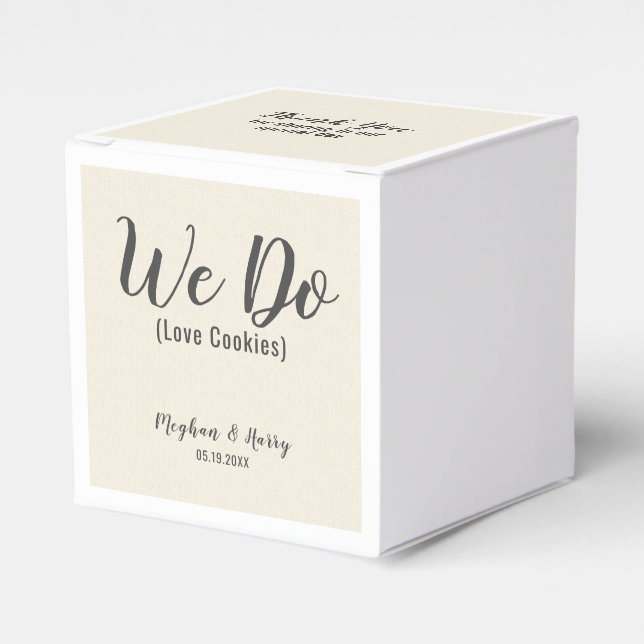 Elegant Burlap We Do Love Cookies Custom Favor Boxes (Front Side)