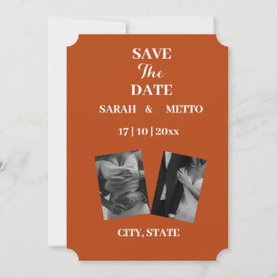 Elegant Burnt Orange 2 Photo Typography Save The D Invitation