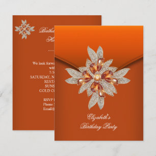 Elegant Burnt Orange Amber Birthday Party Invitation