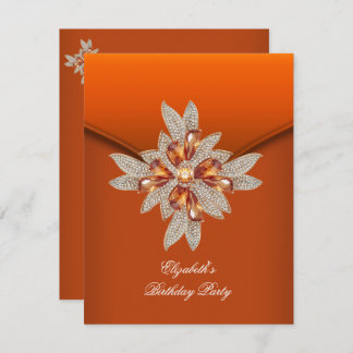 Elegant Burnt Orange Amber Birthday Party Invitation
