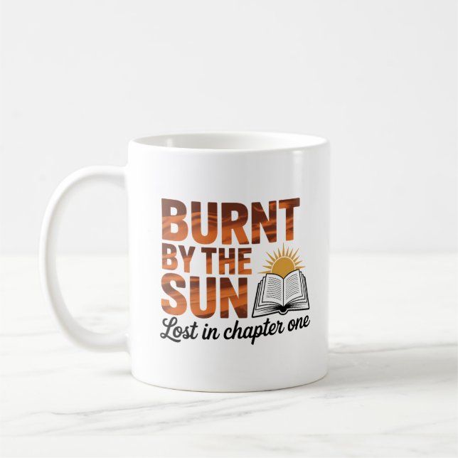 Elegant Burnt Orange and Black Literary Quote Coffee Mug (Left)