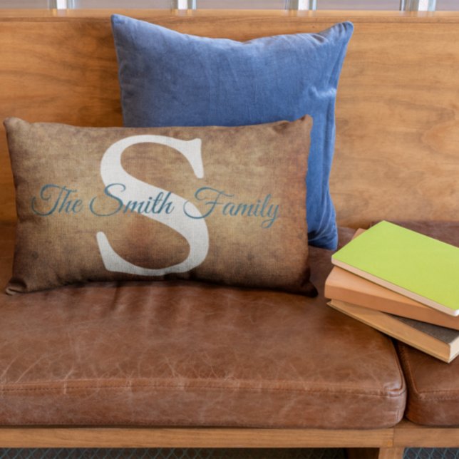 Elegant Burnt Orange Boho Monogram  Lumbar Pillow (Creator Uploaded)