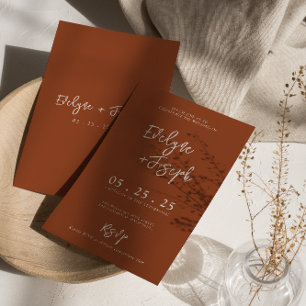 Elegant Burnt Orange Boho Rsvp Wedding Invitation