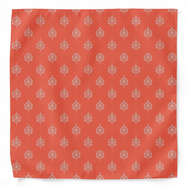 Elegant Burnt Orange Damask Pattern Bandana (Front)