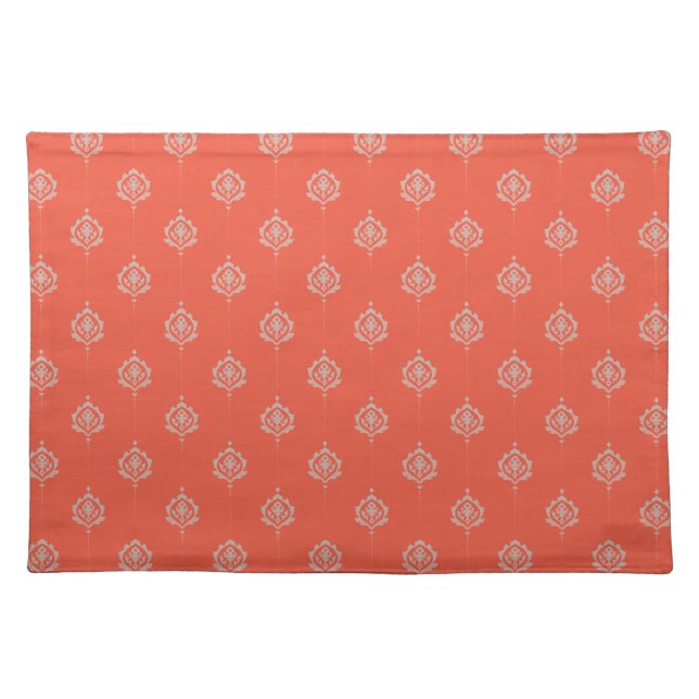 Elegant Burnt Orange Damask Pattern Cloth Placemat (Front)