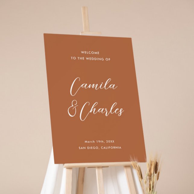 Elegant Burnt Orange Fall Wedding Welcome  Foam Board (Creator Uploaded)