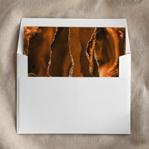 Elegant Burnt Orange Gold Agate Wedding Envelope Liner