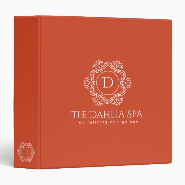 Elegant Burnt Orange Masseuse Spa Professional 3 Ring Binder (Front/Spine)