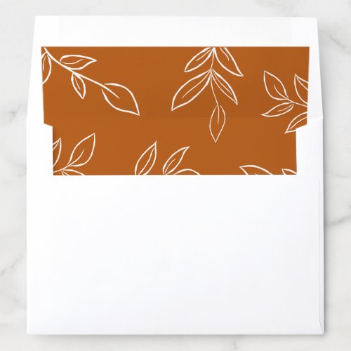 Elegant Burnt Orange Minimalist Leaves Pattern Envelope Liner