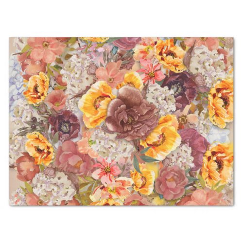 Elegant Burnt Orange Rust Cream Floral   Tissue Paper