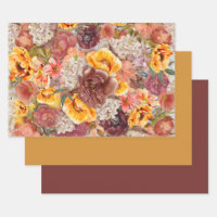 Rustic Stylish Floral Bouquets Wrapping Paper Sheets