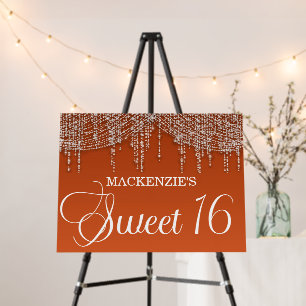 Elegant Burnt Orange Sweet 16 Birthday Foam Board