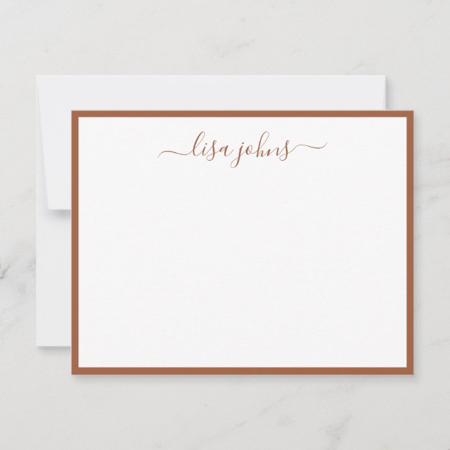 Elegant Burnt Orange Terracotta Professional Name Note Card (Front)
