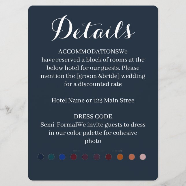 Elegant Burnt Orange Wedding Details Accommodation Program (Front)