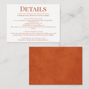 Elegant Burnt Orange Wedding Details Enclosure Card