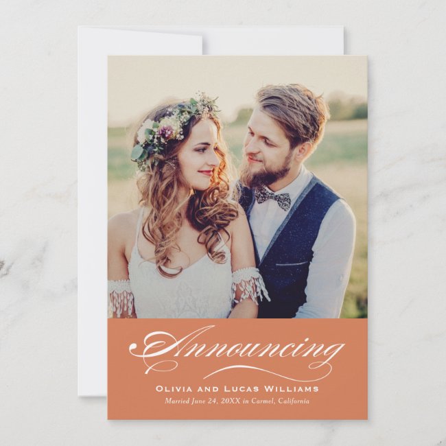Elegant Burnt Orange Wedding Photo Reception Invitation